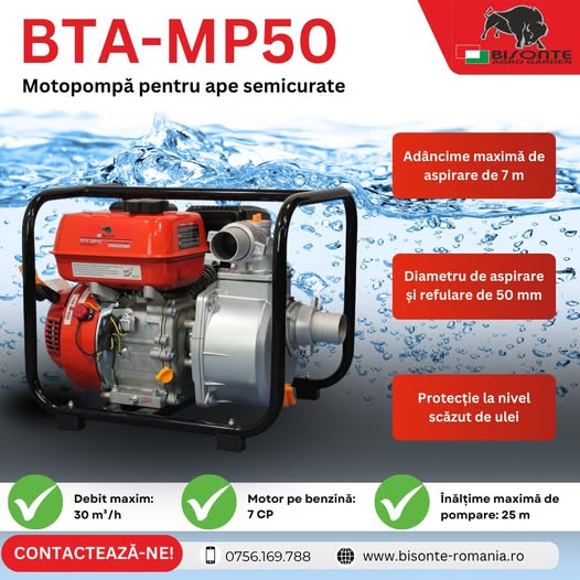 Motopompa pentru ape semicurate BTA-MP50 – Putere și eficiență pen...
